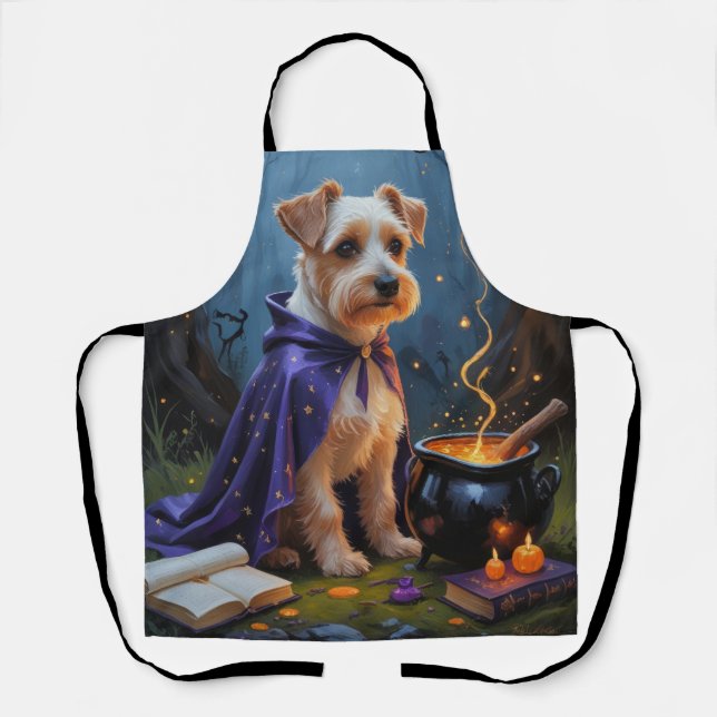 Biewer Terrier Dog Whimsical Halloween Painting Apron (Front)