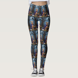 Biewer Terrier Dog Whimsical Halloween Painting Leggings