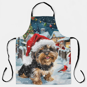 Biewer Terrier Dog Winter Wonderland Christmas Joy Apron