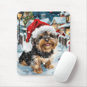 Biewer Terrier Dog Winter Wonderland Christmas Joy Mouse Pad