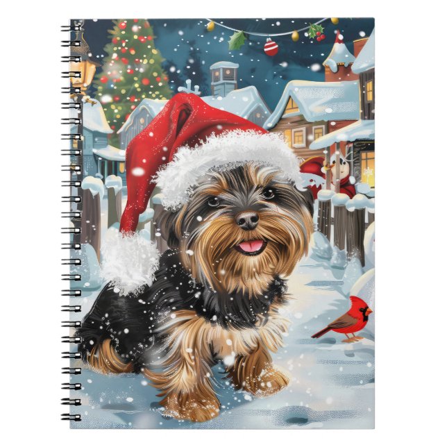Biewer Terrier Dog Winter Wonderland Christmas Joy Notebook (Front)