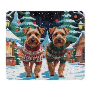 Biewer Terrier Dogs Christmas Snow Holiday Cutting Board