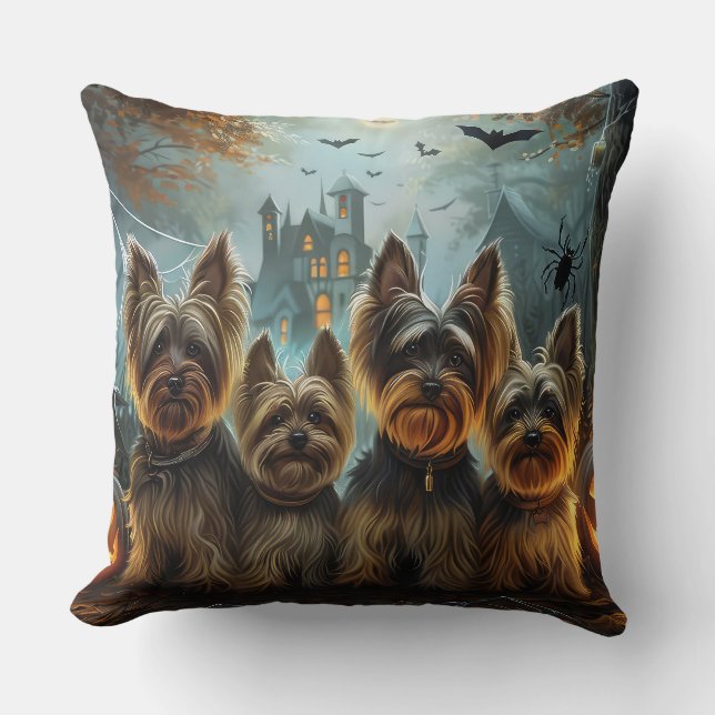 Biewer Terrier Halloween Night Doggy Delight  Cushion (Front)