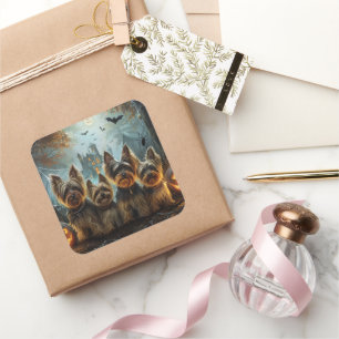 Biewer Terrier Halloween Night Doggy Delight  Square Sticker