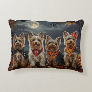 Biewer Terrier Halloween Spooky Decorative Cushion