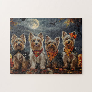 Biewer Terrier Halloween Spooky Jigsaw Puzzle