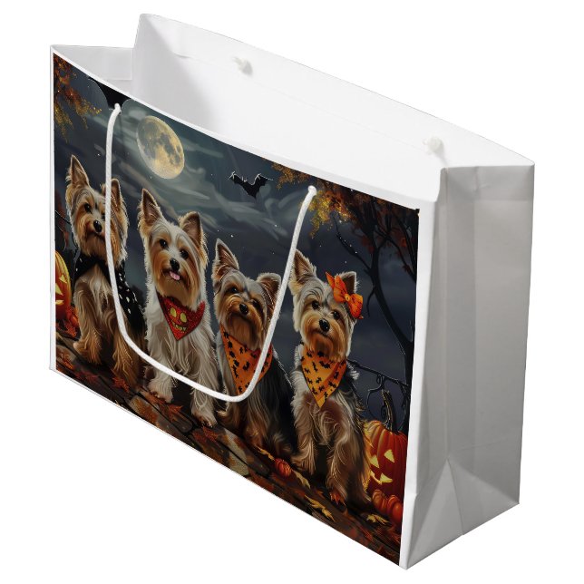 Biewer Terrier Halloween Spooky  Large Gift Bag (Front Angled)