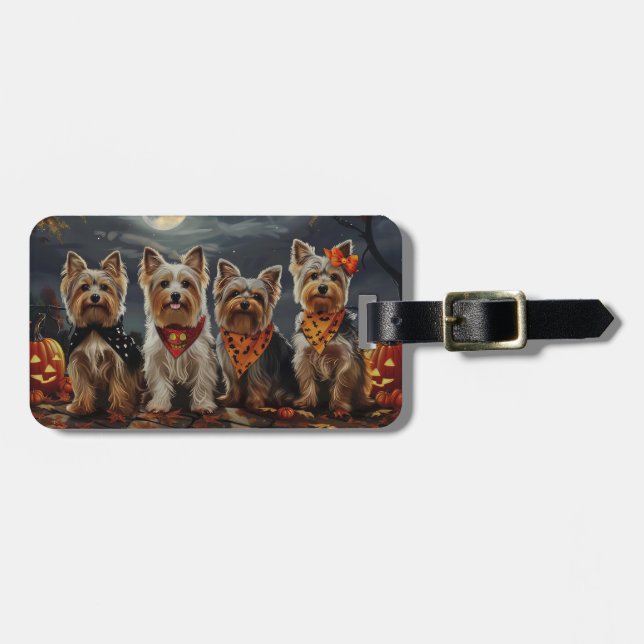 Biewer Terrier Halloween Spooky  Luggage Tag (Front Horizontal)