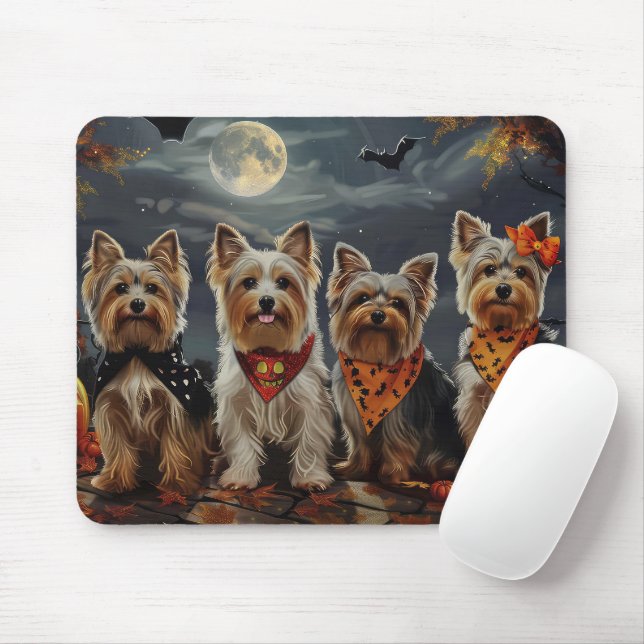 Biewer Terrier Halloween Spooky  Mouse Pad (With Mouse)
