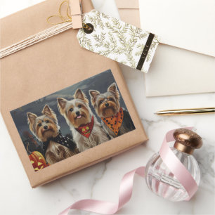 Biewer Terrier Halloween Spooky Rectangular Sticker