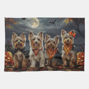 Biewer Terrier Halloween Spooky Tea Towel