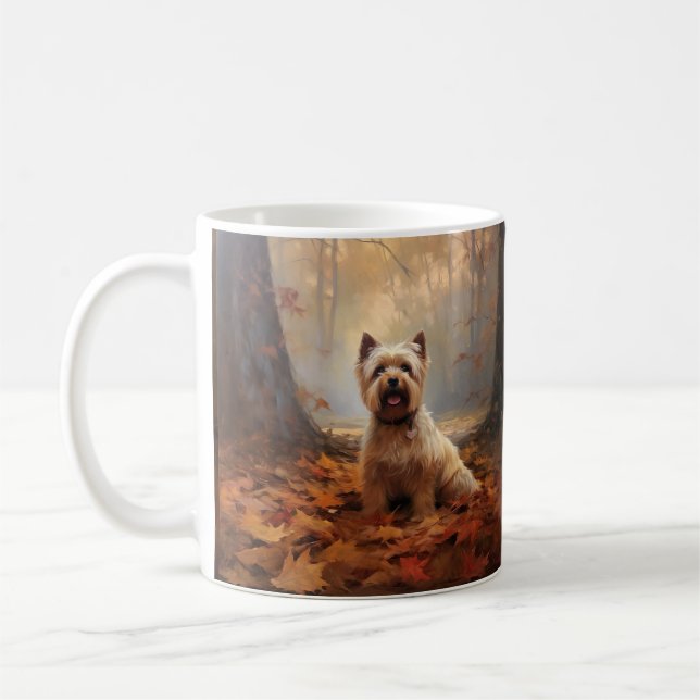 Biewer Terrier in Autumn Leaves Fall Inspire Coffee Mug (Left)