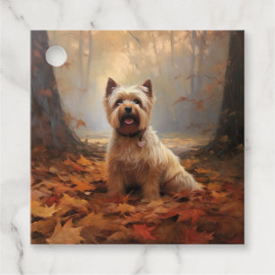 Biewer Terrier in Autumn Leaves Fall Inspire Favour Tags