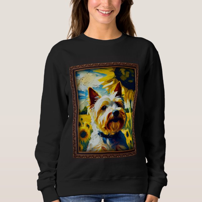 Biewer Terrier Painting Sunflower Flower Mom Women Sweatshirt (Front)