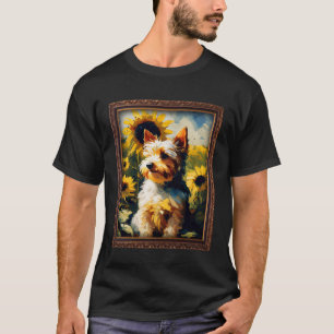 Biewer Terrier Painting Sunflower Flower Mum Women T-Shirt