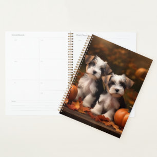 Biewer Terrier Puppy Autumn Delight Pumpkin Planner