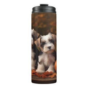 Biewer Terrier Puppy Autumn Delight Pumpkin Thermal Tumbler