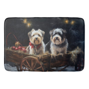 Biewer Terrier Snowy Sleigh Christmas Decor Bath Mat