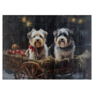 Biewer Terrier Snowy Sleigh Christmas Decor Cutting Board