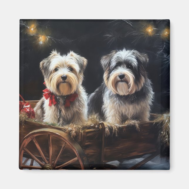 Biewer Terrier Snowy Sleigh Christmas Decor Magnet (Front)