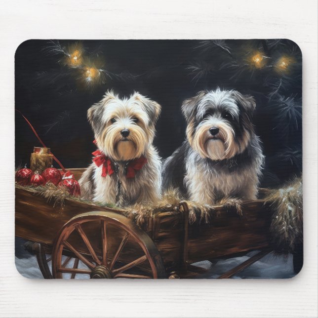 Biewer Terrier Snowy Sleigh Christmas Decor Mouse Pad (Front)