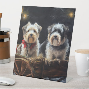 Biewer Terrier Snowy Sleigh Christmas Decor Pedestal Sign