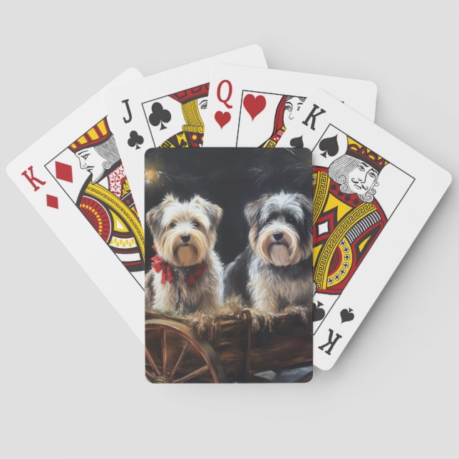 Biewer Terrier Snowy Sleigh Christmas Decor Playing Cards (Back)