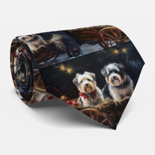 Biewer Terrier Snowy Sleigh Christmas Decor Tie