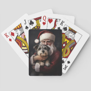 Biewer Terrier With Santa Claus Festive Christmas Playing Cards