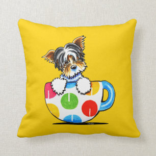 Biewer Yorkie Polka Dot Cup Cushion