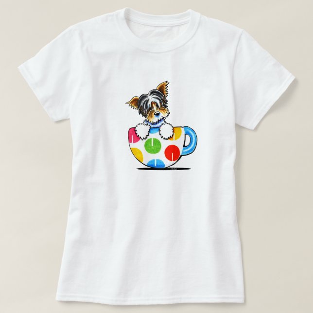 Biewer Yorkie Polka Dot Cup T-Shirt (Design Front)