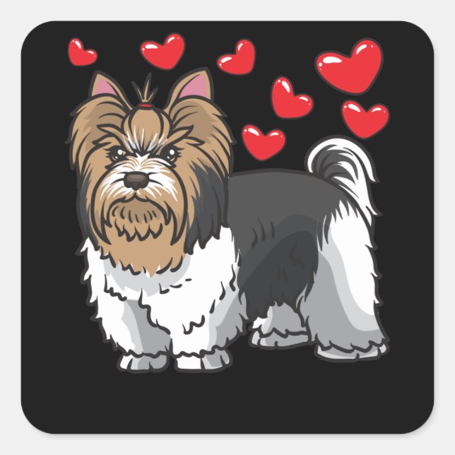 Biewer Yorkshire Terrier Dogs Square Sticker (Front)