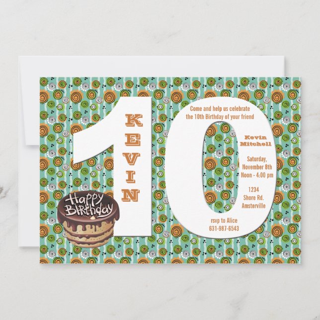 Big 10 Birthday Party Invitation (Front)