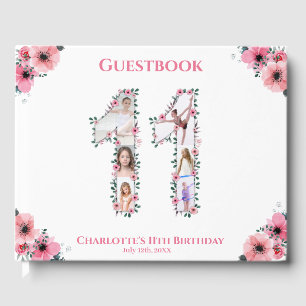 Big 11th Birthday Photo Collage Flower Girl White Guest Book
