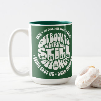 Big 16 oz Coffee Mug: Green and White Two-Tone Coffee Mug
