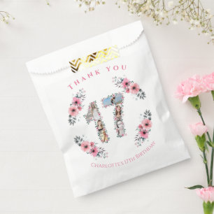 Big 17th Girl Birthday Photo Collage Pink Flower Favour Bag