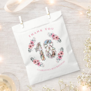 Big 18th Girl Birthday Photo Collage Pink Flower Favour Bag