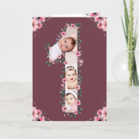 Big 1st Birthday Girl Photo Collage Pink Flower