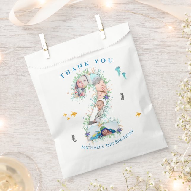 Big 2nd Photo Collage Birthday Under The Sea Favour Bag (Clipped)
