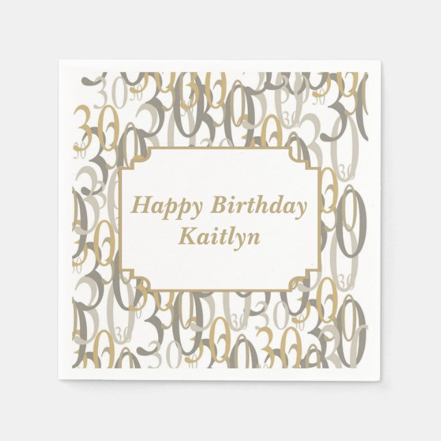 Big 30 Personalised Birthday Party Napkin (Front)