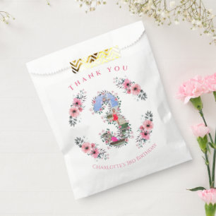 Big 3rd Birthday Girl Photo Collage Pink Flower Favour Bag