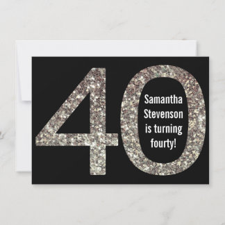 Big 4-0 Birthday Glitter-Look 40th Party Invitation