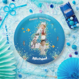 Big 4th Birthday Photo Collage Under The Sea Paper Plate