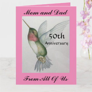 BIG 50th Mum Dad Happy Anniversary From All Of Us Card
