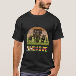 Big 5 Retro Sunset Design For Zimbabwe Safari T-Shirt