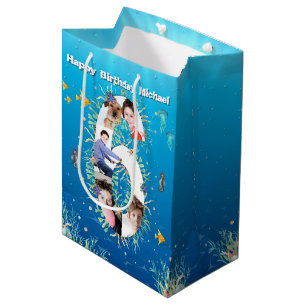 Big 6th Birthday Photo Collage Under The Sea Medium Gift Bag