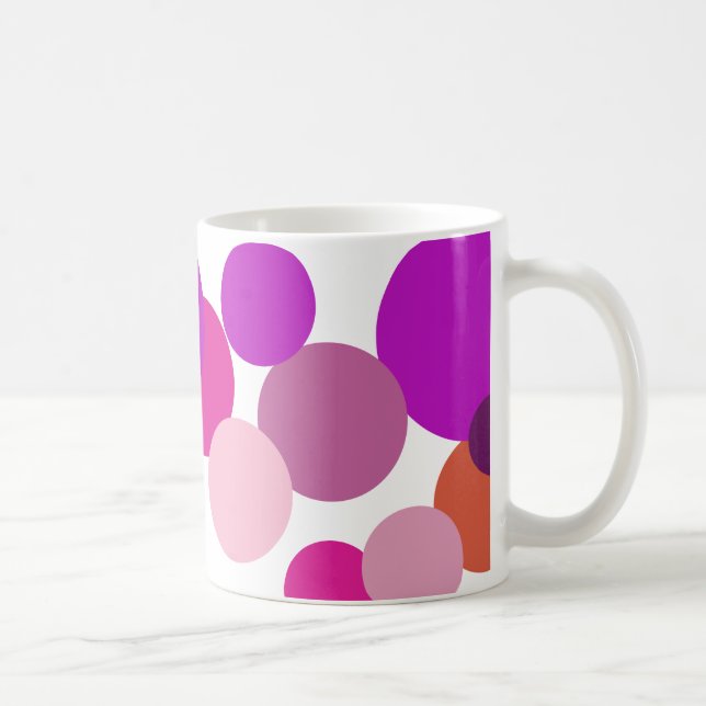 Big 70s polka dots in purple coffee mug (Right)