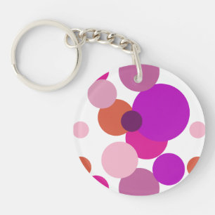 Big 70s polka dots in purple key ring
