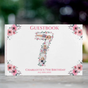Big 7th Birthday Photo Collage Flower Girl White Guest Book