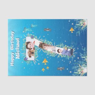 Big 7th Under The Sea Birthday Photo Collage Tissue Paper